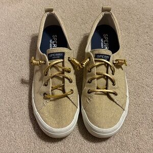 Sperry Top-Sider Metallic Glitter Gold Sneakers Size 8.5